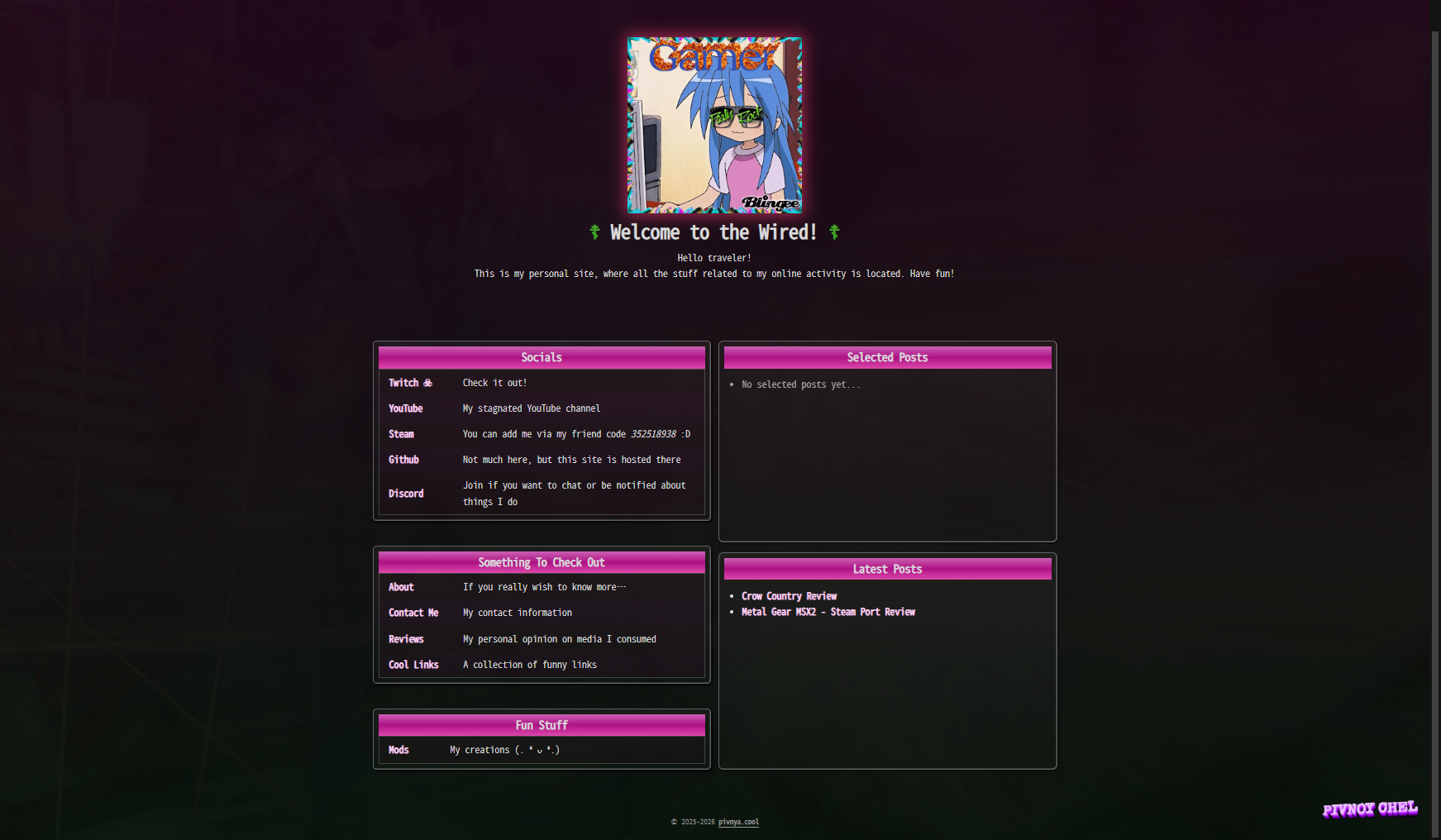 Home page of my old site